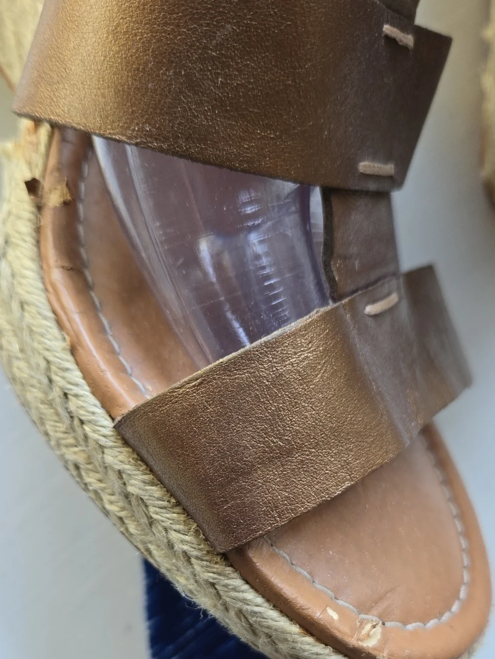 Fossil Bronze Leather Gladiator Strappy Espadrille Wedge Size 8.5